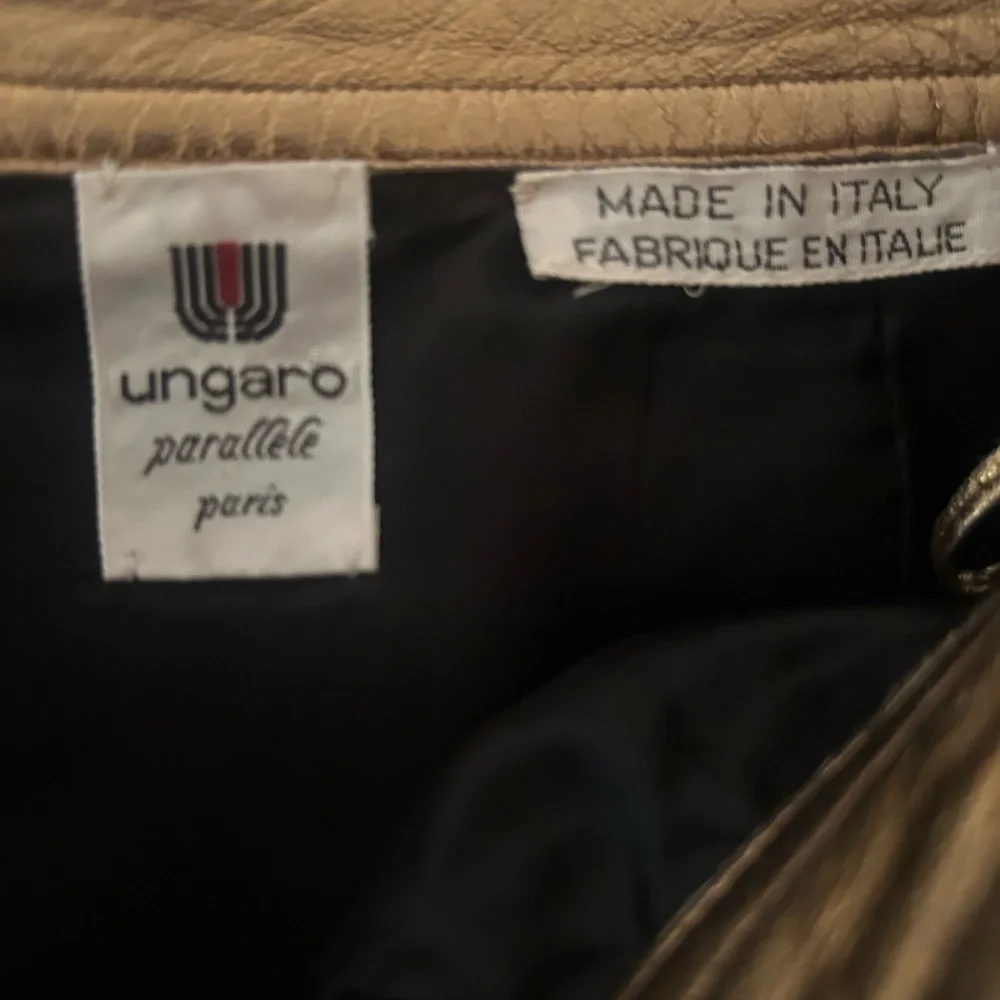Ungaro Parallele Vintage Metallic Pencil Leather Skirt Made in Italy Size 8